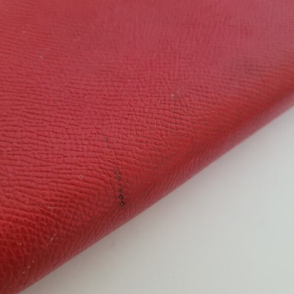 Coach Leather Wallet Solid Red Zip Around Large Clutch Crossgrain Leather Fair - Picture 12 of 15